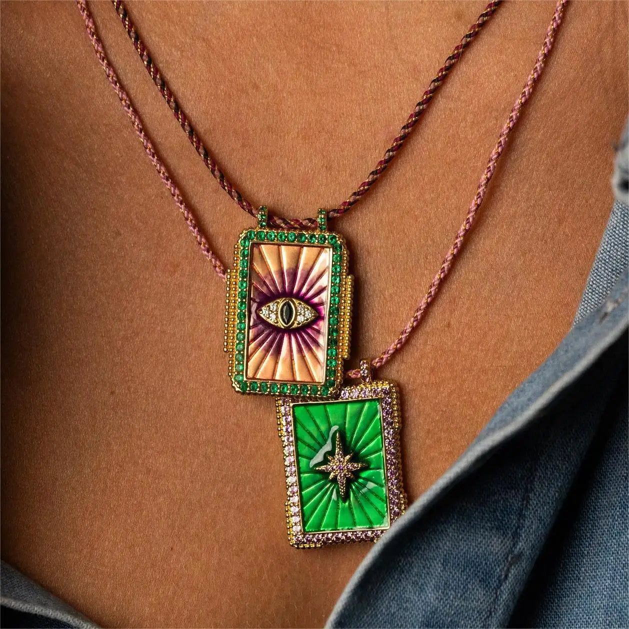 Boho Tarot Card Pendant Necklaces