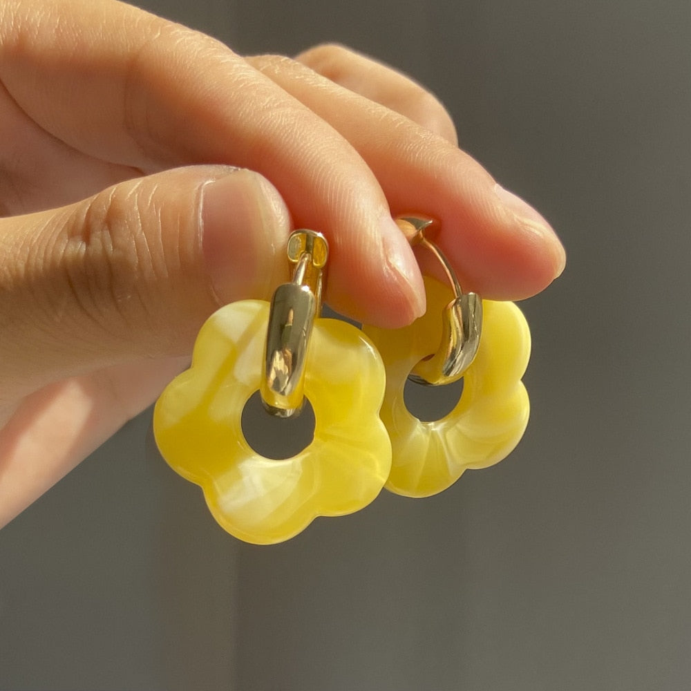 Acetate Flower Hoop Earrings