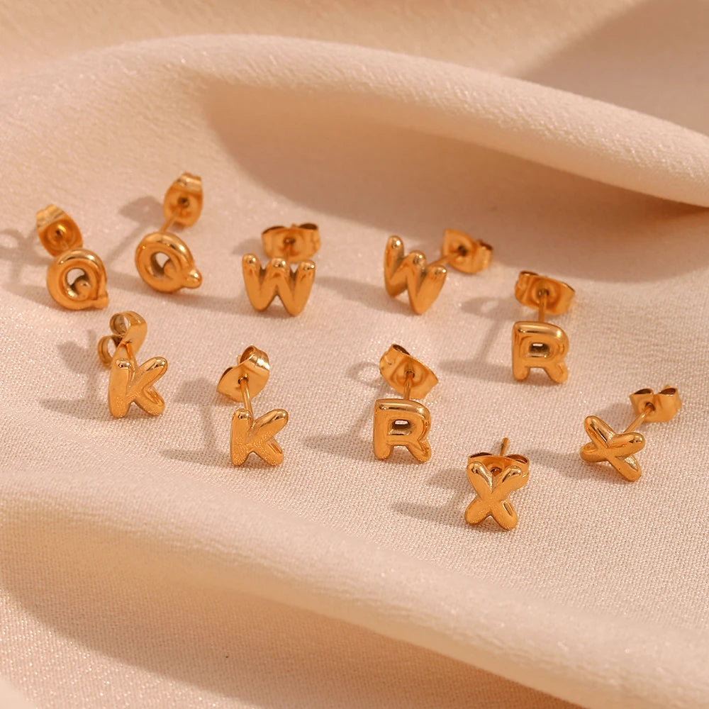 Mini Bubble Letter Stud Earrings