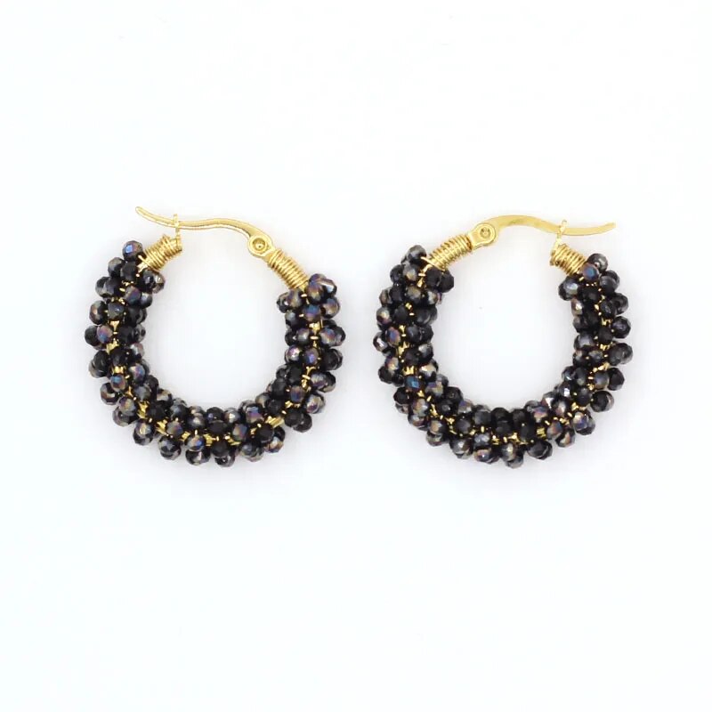 Beaded sales black earrings