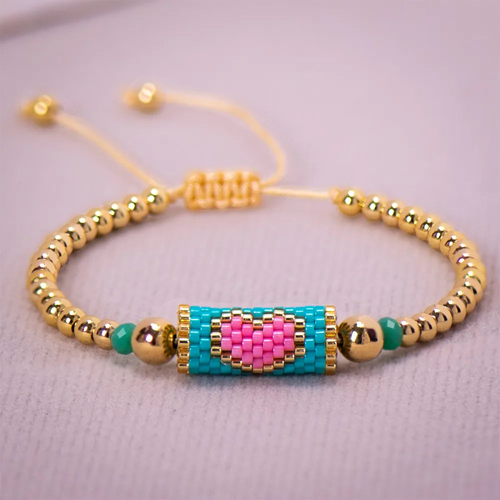 Love Heart Beaded String Bracelet