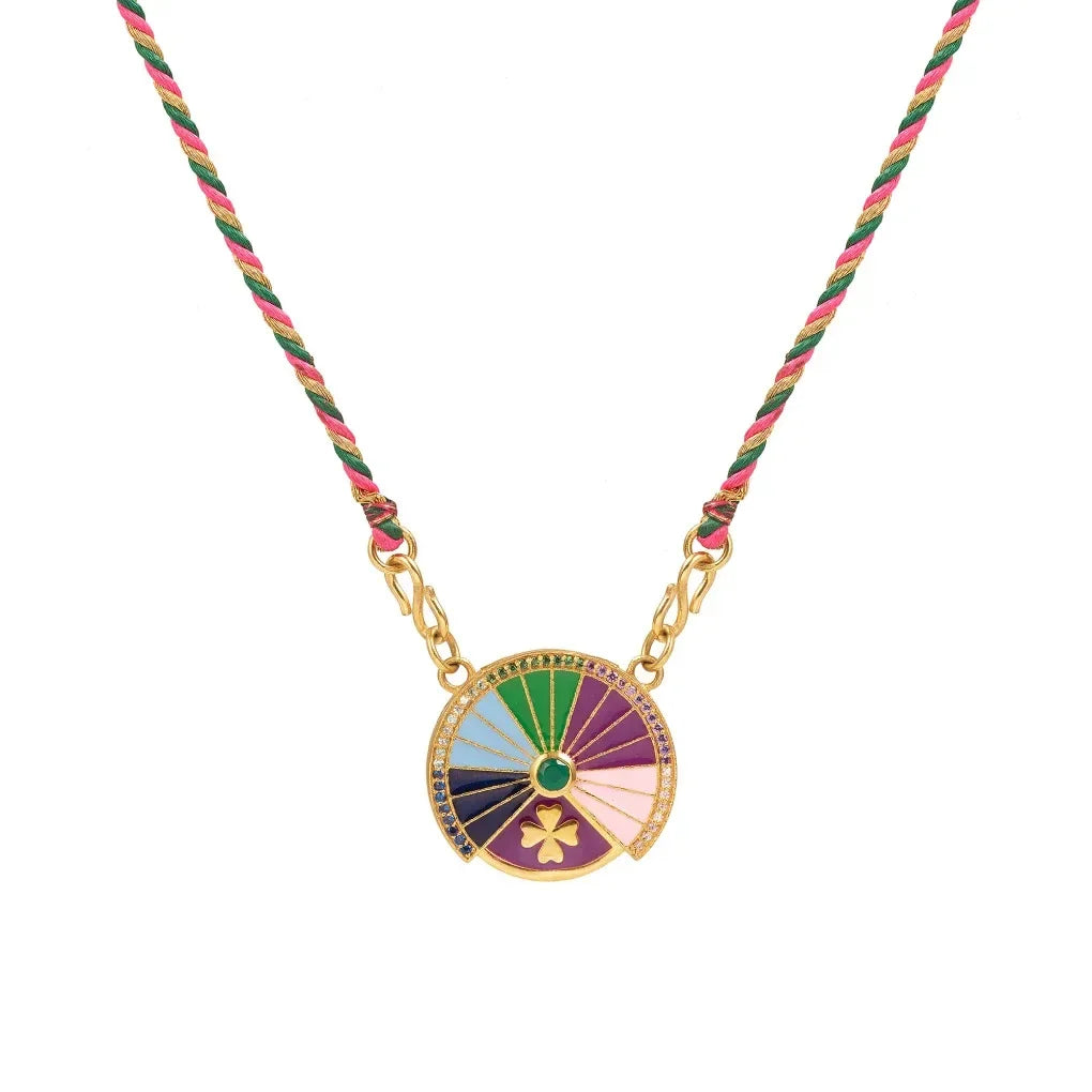 Lucky Tarot Coin Braided Rope Chain Necklace