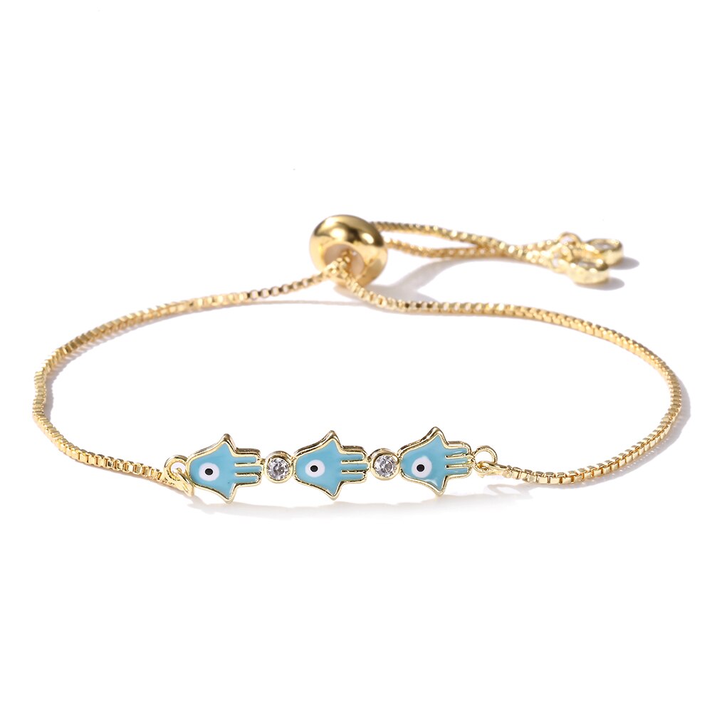 Hamsa Hand Enamel Charm Bracelet