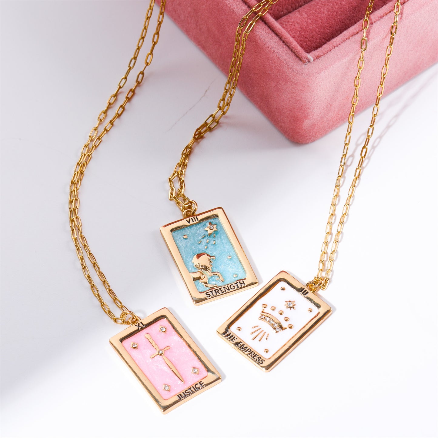 Vintage Pastel Tarot Pendant Necklace