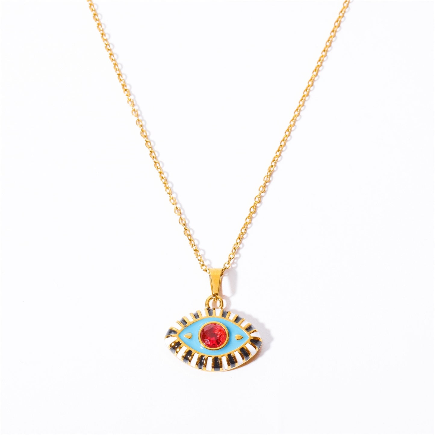 Colourful Zircon Evil Eye Necklace