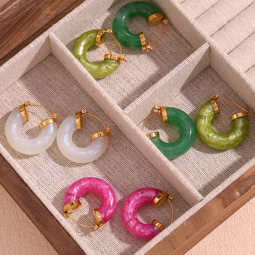 Small jade hot sale hoop earrings