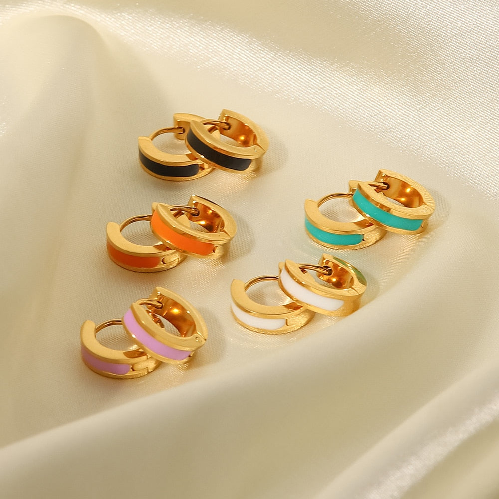 Enamel Gold Plated Hoops