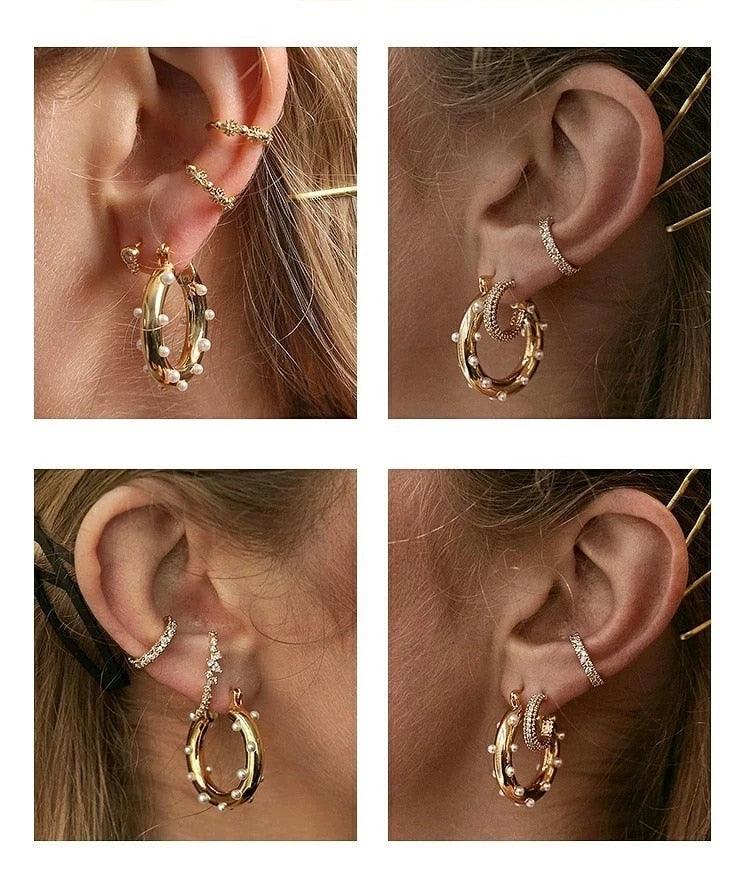 Chunky Zircon Hoop Earrings