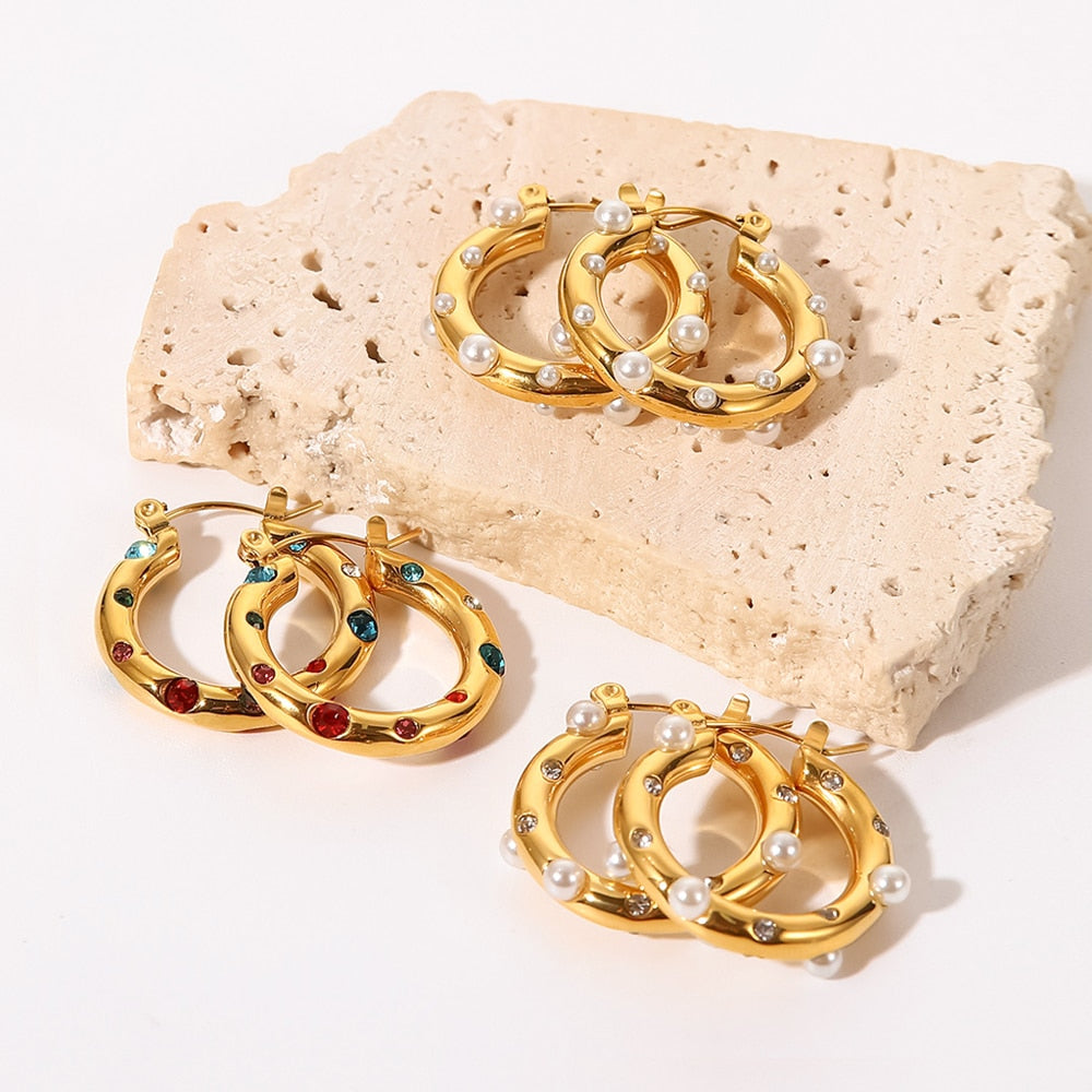 Chunky Zircon Hoop Earrings