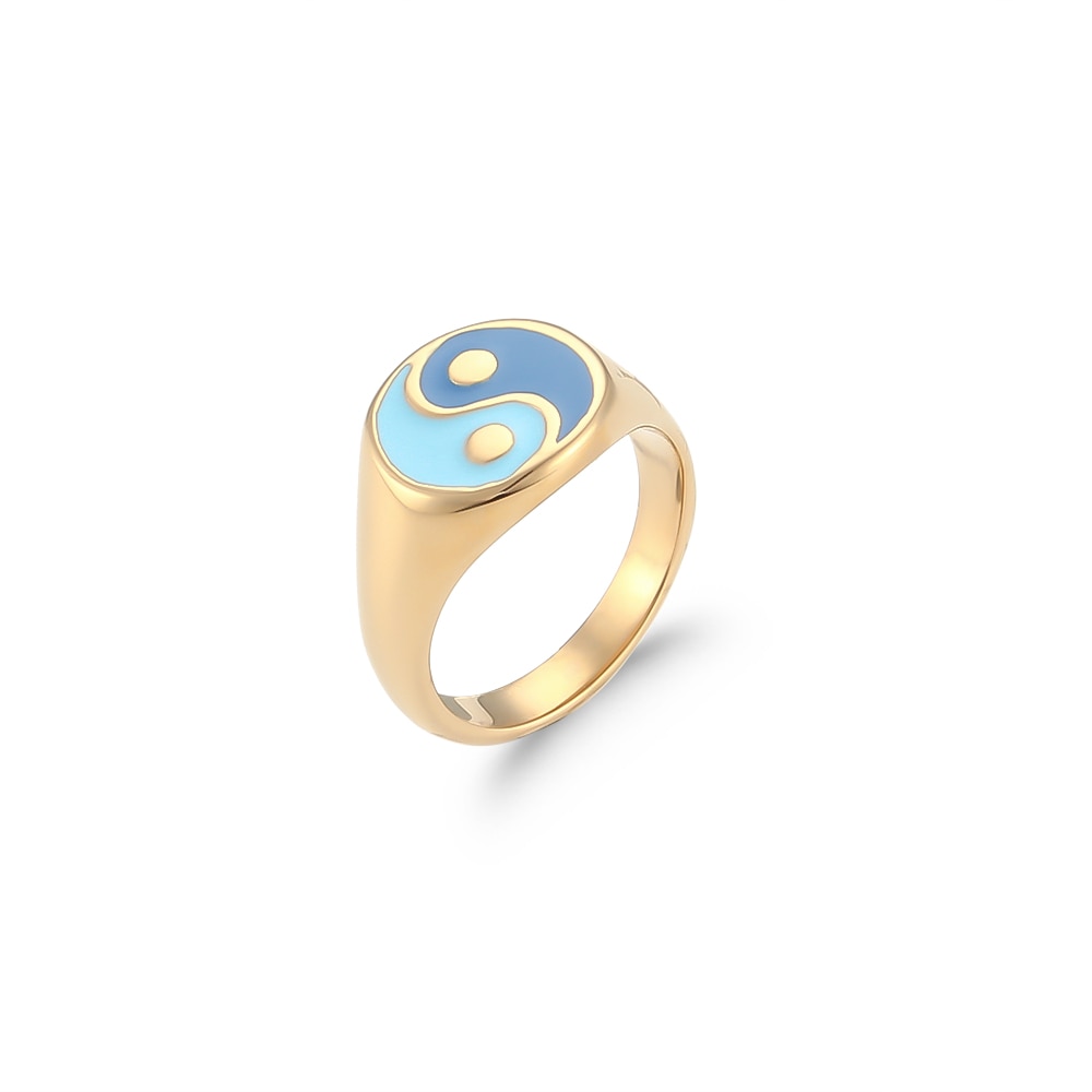 Pastel Enamel Yin Yang Ring