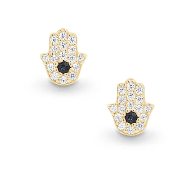 Sterling Silver Mini Hamsa Hand Studs