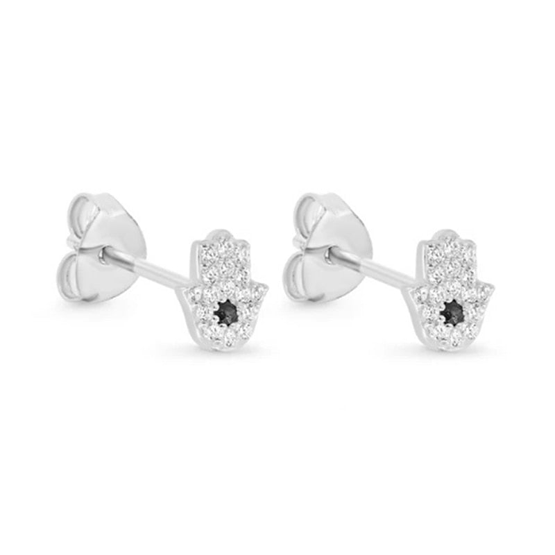 Sterling Silver Mini Hamsa Hand Studs