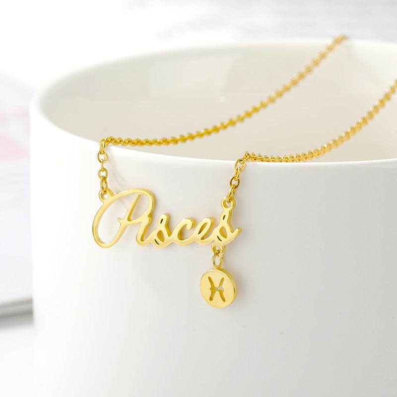 Zodiac Name & Symbol Necklaces