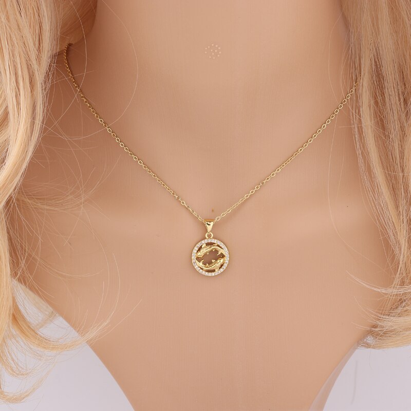 Round Pave Zodiac Necklace