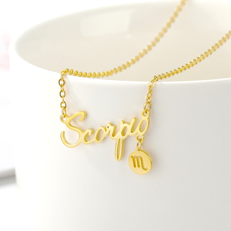 Zodiac Name & Symbol Necklaces