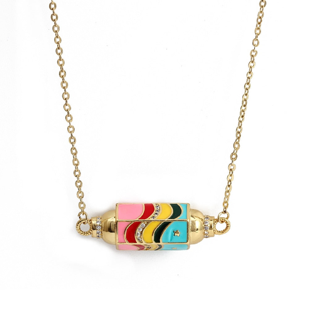 Barrel Pendant Enamel Necklace