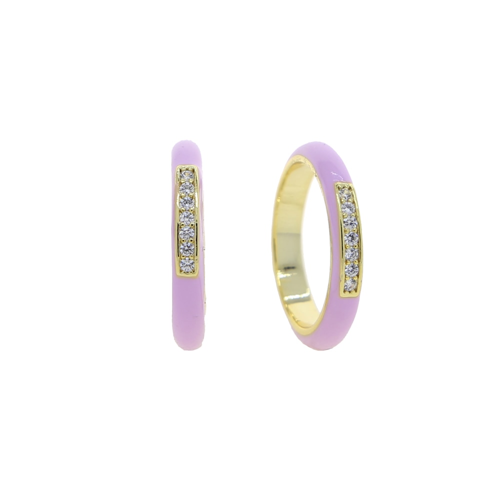 Gold Plated Pastel Enamel Zircon Rings