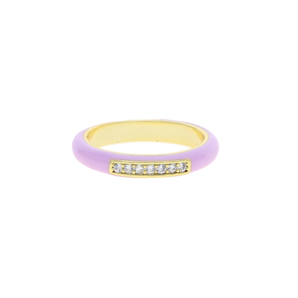 Gold Plated Pastel Enamel Zircon Rings