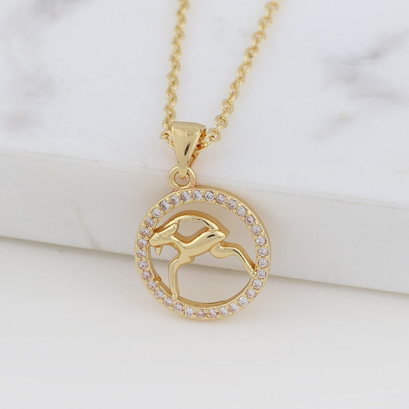 Round Pave Zodiac Necklace