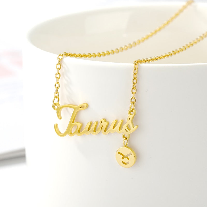 Zodiac Name & Symbol Necklaces