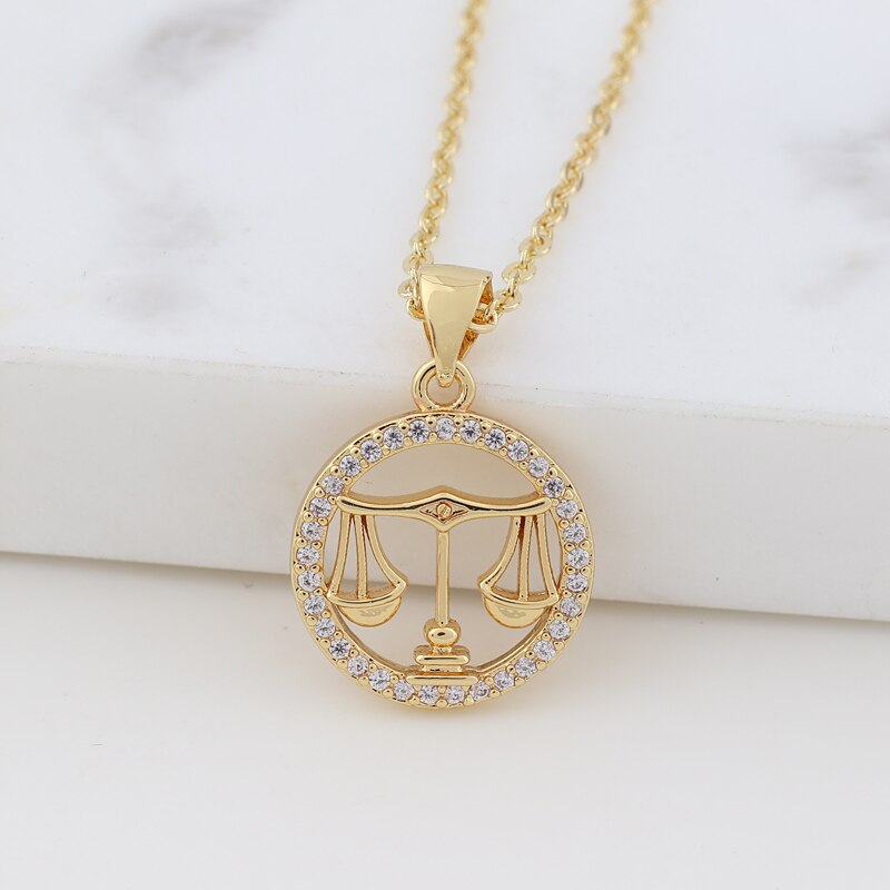 Round Pave Zodiac Necklace