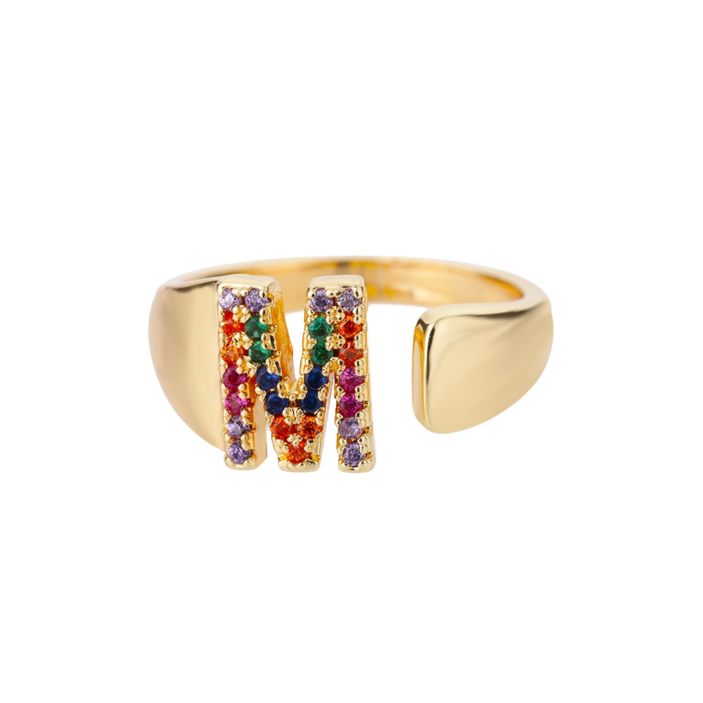 Rainbow Zircon Initial Ring