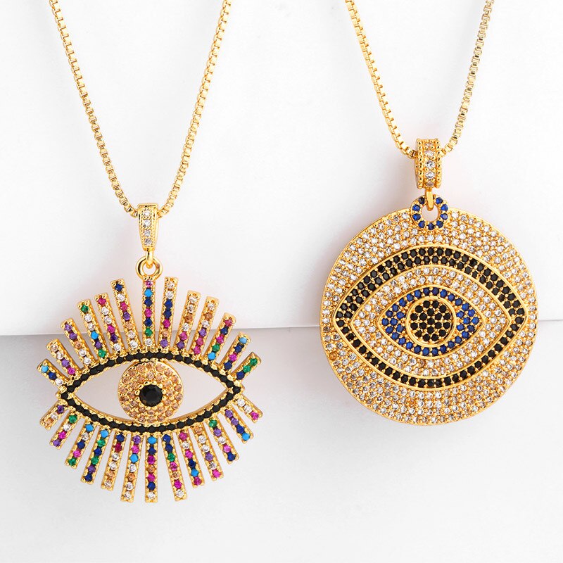 Delicate Zirconia Evil Eye Necklace