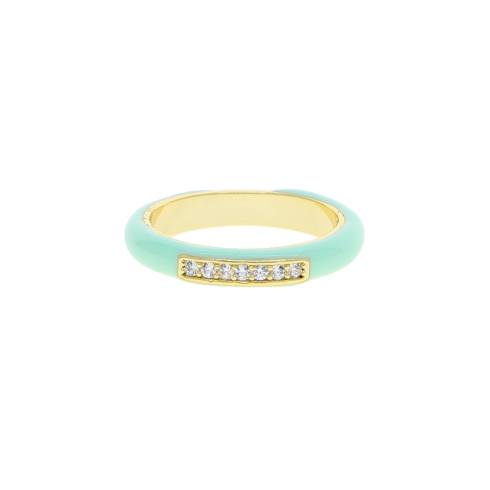 Gold Plated Pastel Enamel Zircon Rings