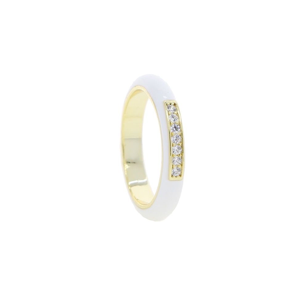 Gold Plated Pastel Enamel Zircon Rings