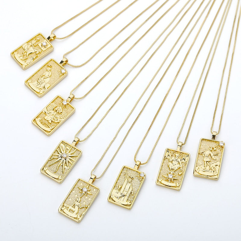 Vintage Tarot Card Pendant Necklace