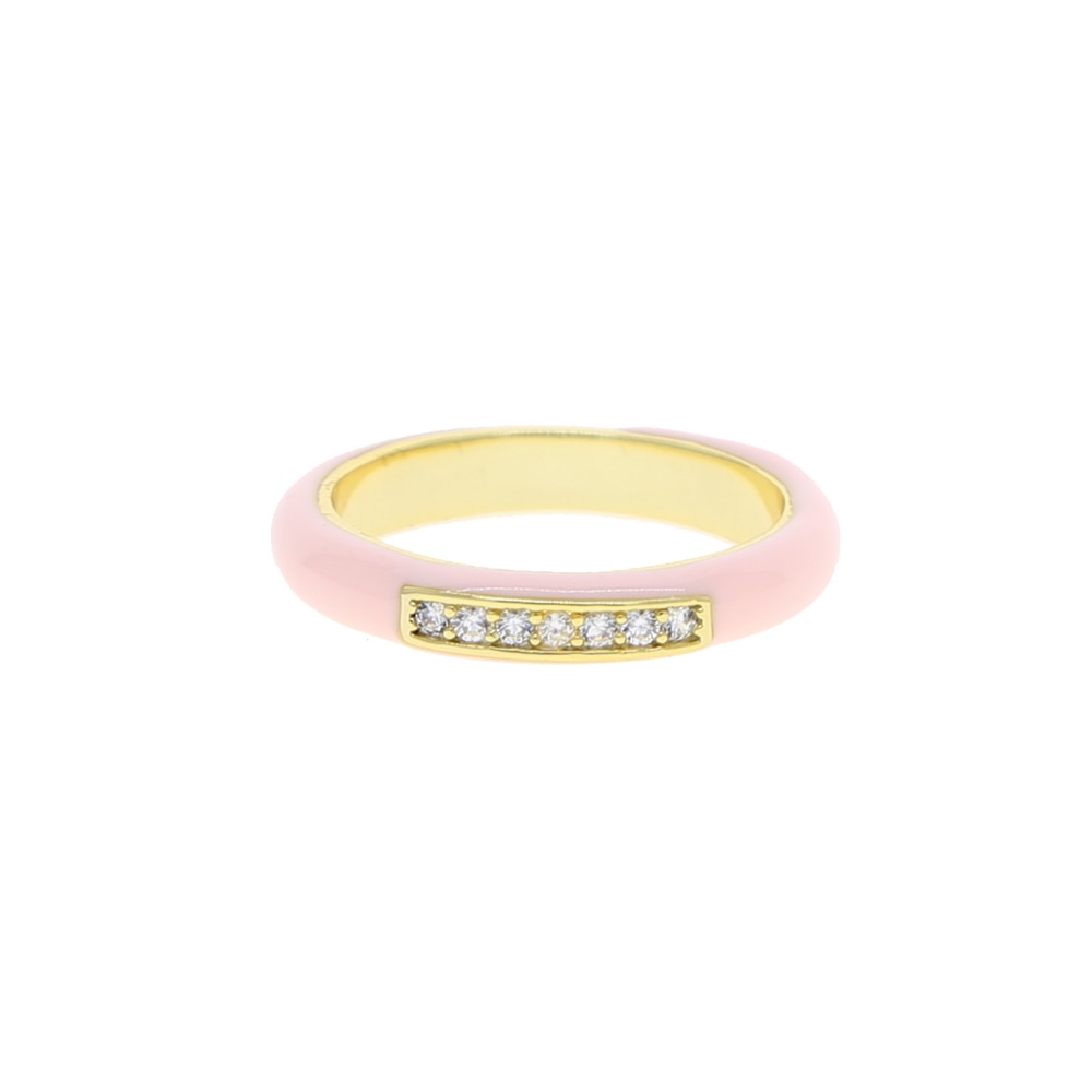 Gold Plated Pastel Enamel Zircon Rings