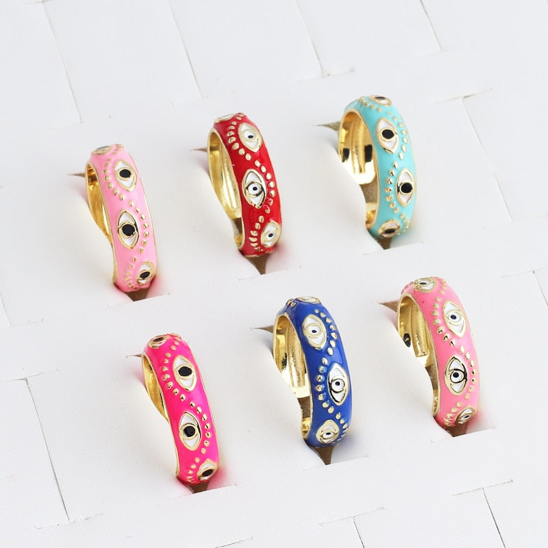 Enamel Evil Eye Stud Rings