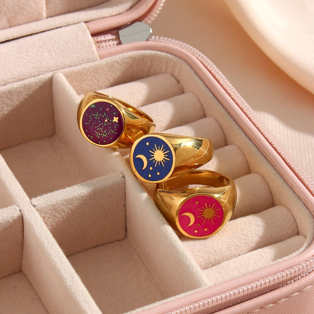 Star Moon Universe Enamel Ring