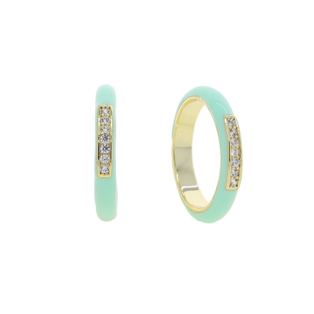 Gold Plated Pastel Enamel Zircon Rings