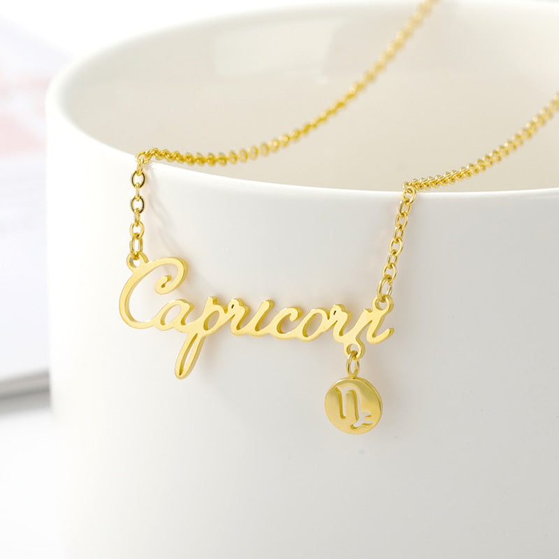 Zodiac Name & Symbol Necklaces