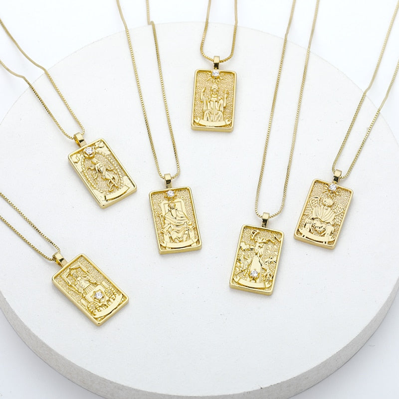 Vintage Tarot Card Pendant Necklace