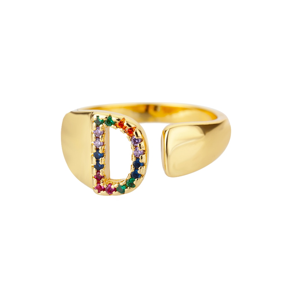 Rainbow Zircon Initial Ring