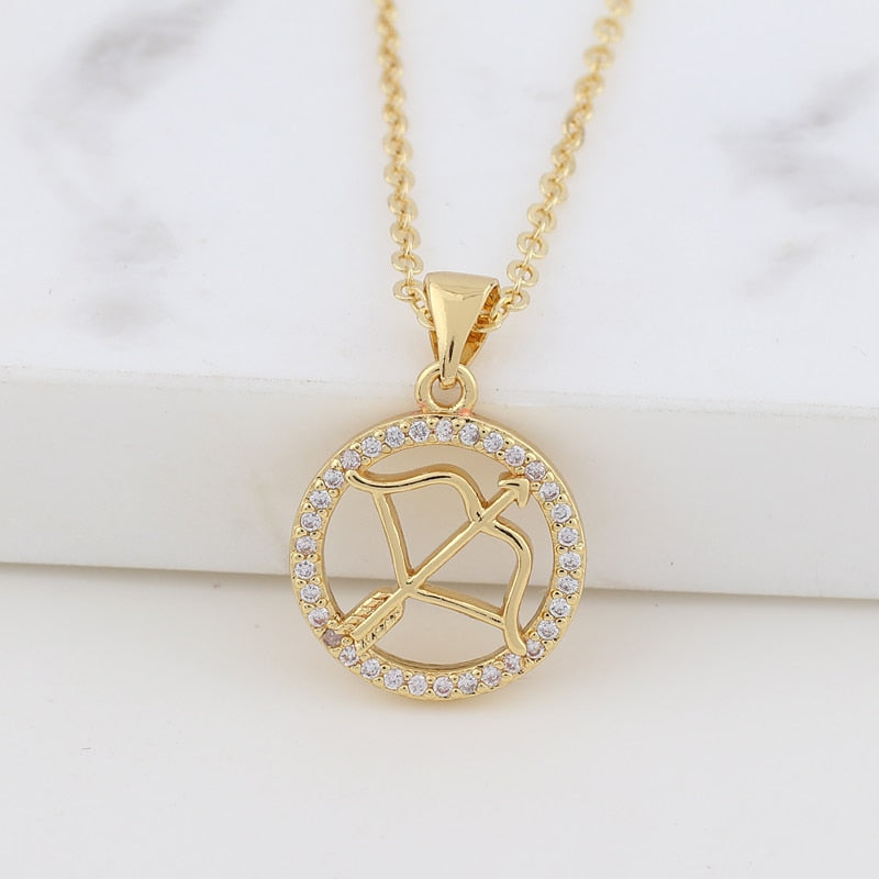 Round Pave Zodiac Necklace