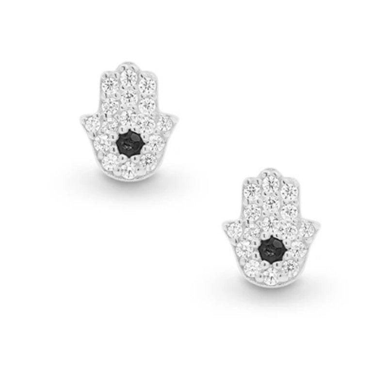 Sterling Silver Mini Hamsa Hand Studs