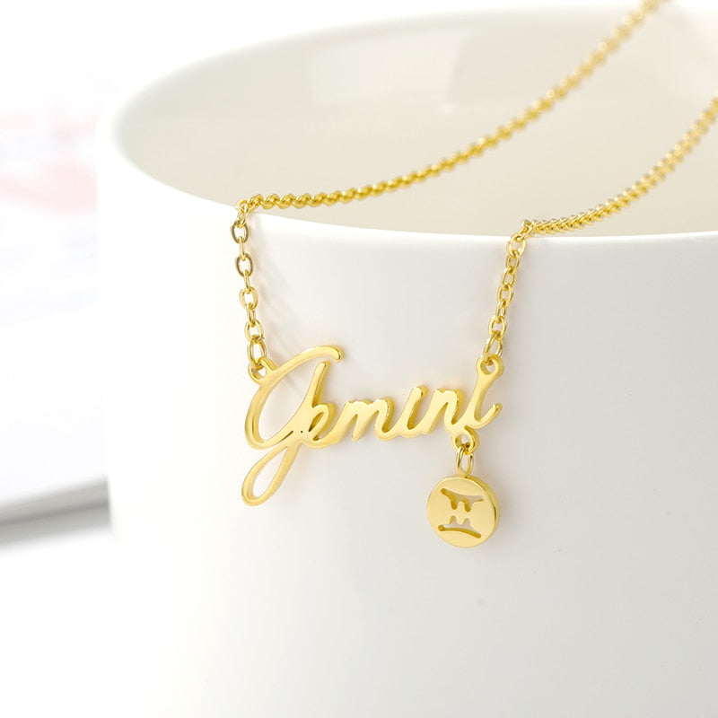 Zodiac Name & Symbol Necklaces