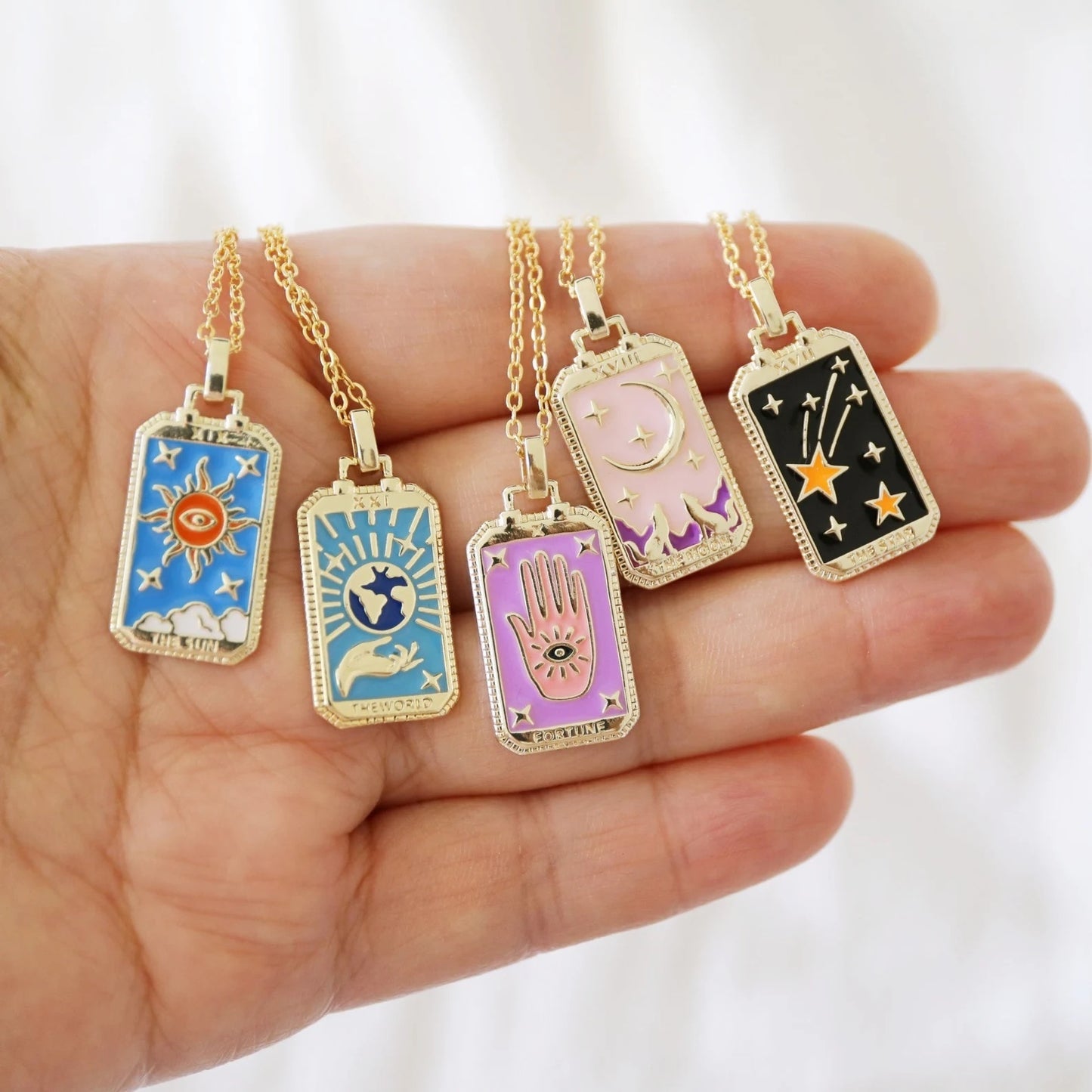 Enamel Tarot Pendant Necklace