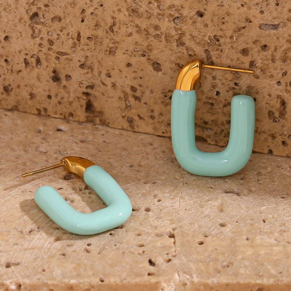 Enamel Rectangle Pastel Hoops