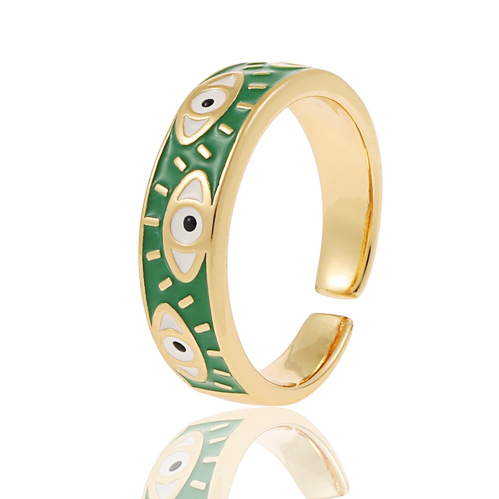 Slimline Enamel Evil Eye Ring