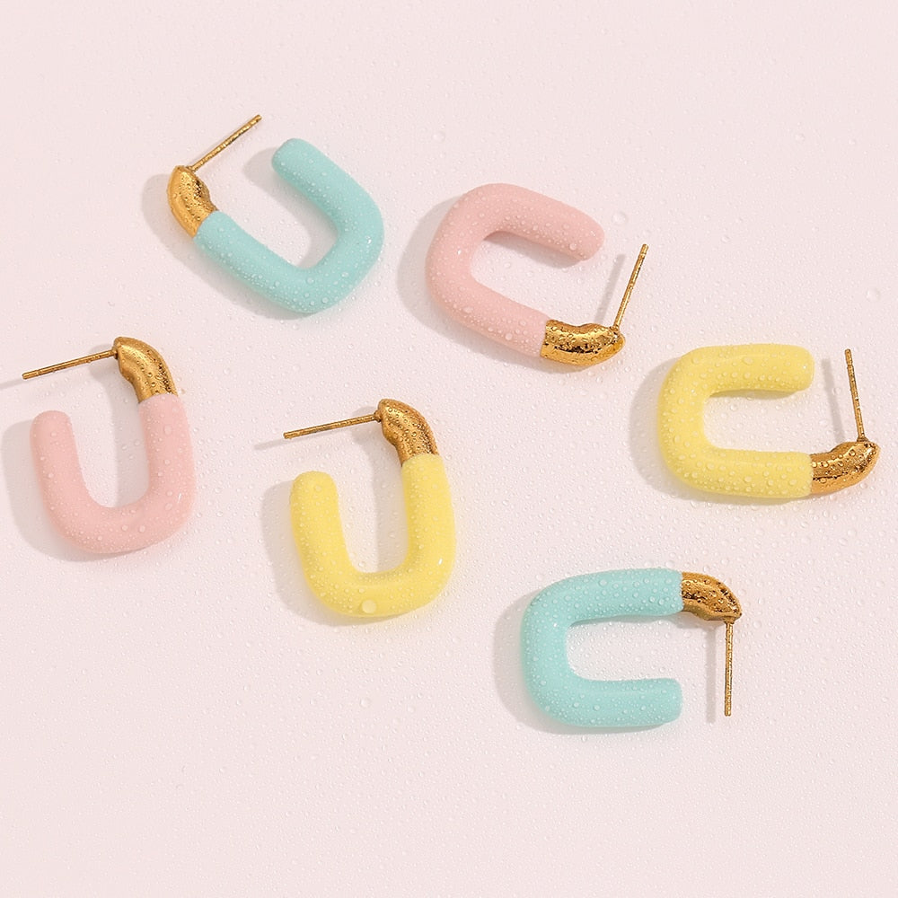 Enamel Rectangle Pastel Hoops