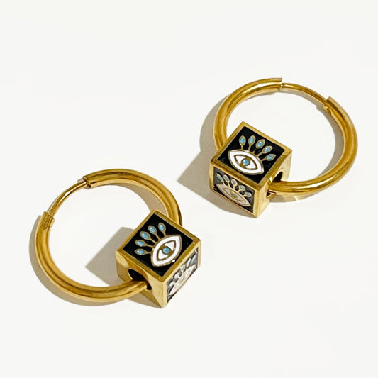 Evil Eye Cube Hoops