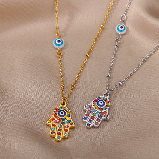 Colourful Hand of Fatima Necklace