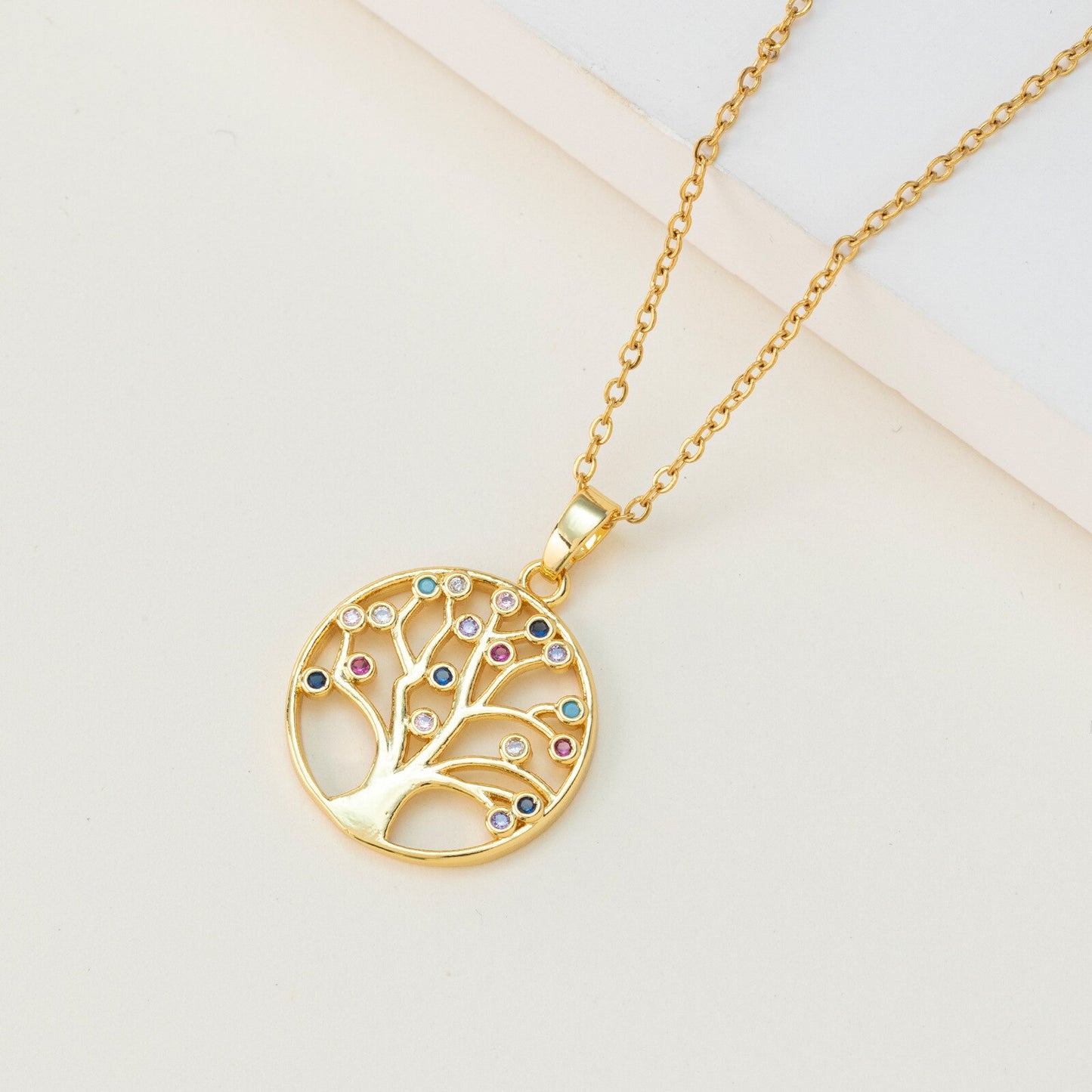 Zircon Tree of Life Tree Pendant Necklace