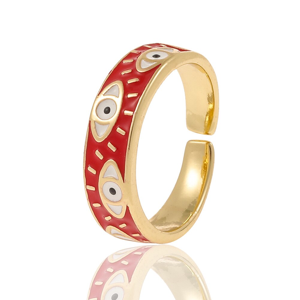 Slimline Enamel Evil Eye Ring