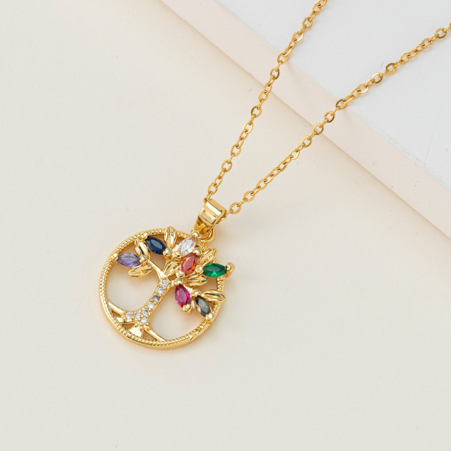 Zircon Tree of Life Tree Pendant Necklace