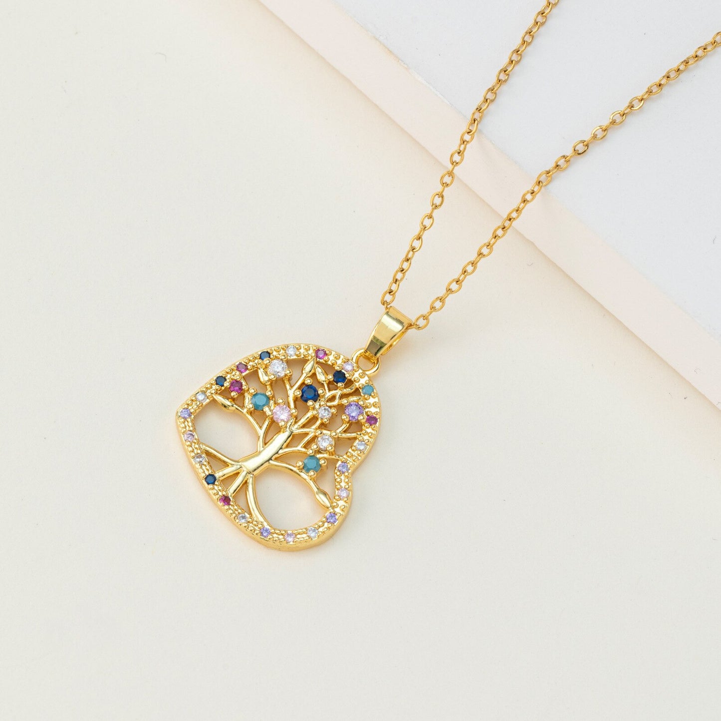 Zircon Tree of Life Tree Pendant Necklace